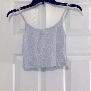 light blue brandy melville tank top with white flowers, one size